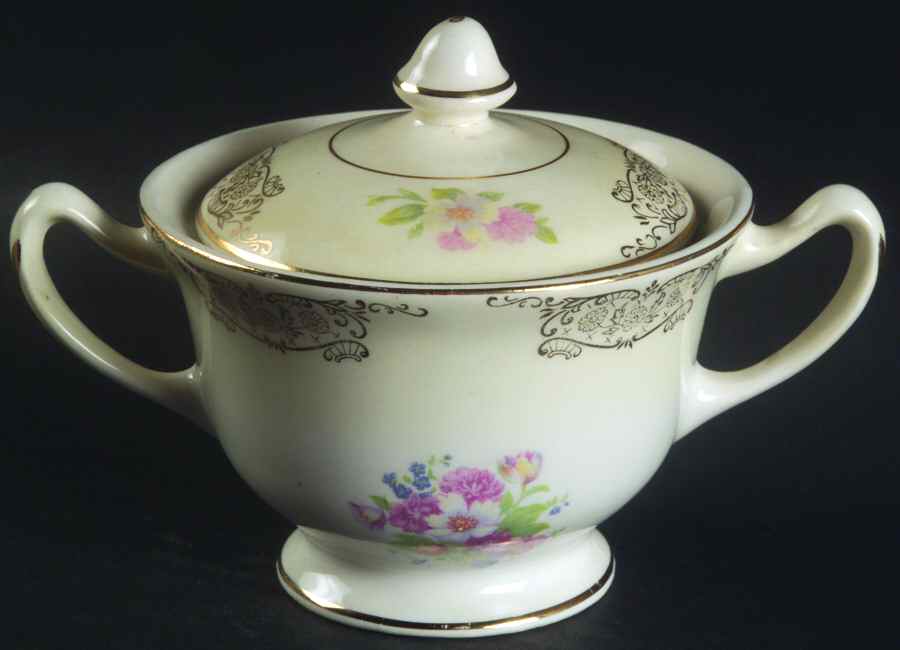 Gold Lynn Sugar Bowl & Lid by Paden City-1