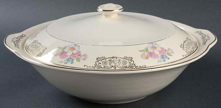 Gold Lynn Round Covered Vegetable by Paden City-1
