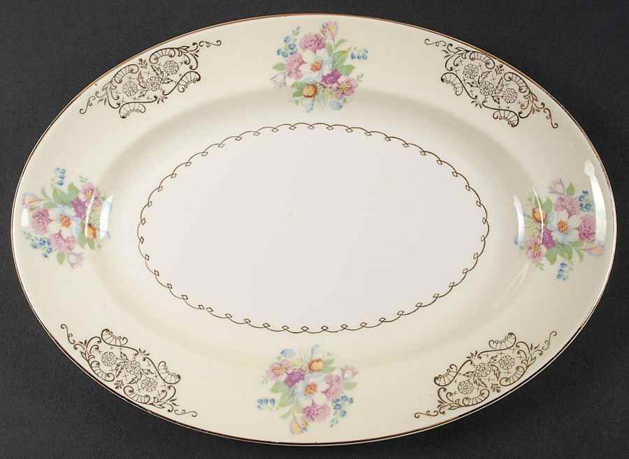 Gold Lynn 11" Oval Serving Platter by Paden City-1