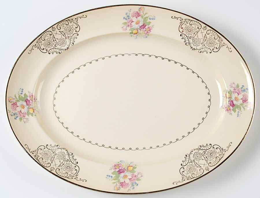 Gold Lynn 13" Oval Serving Platter by Paden City-1