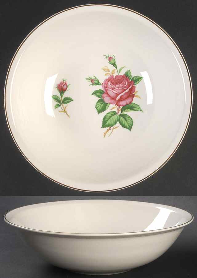 Red Rose 8" Round Vegetable Bowl by Paden City-1