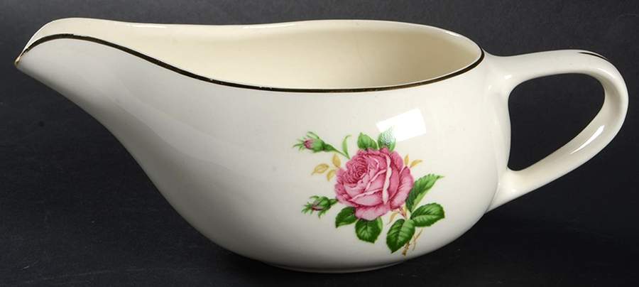 Red Rose Gravy Boat by Paden City-1