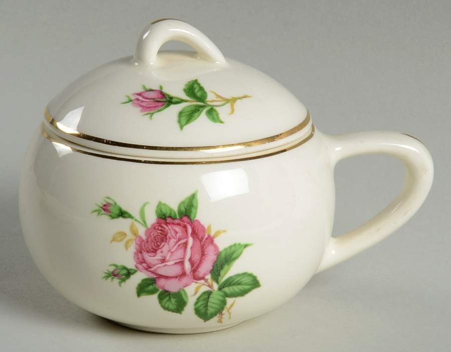 Red Rose Sugar Bowl & Lid by Paden City-1