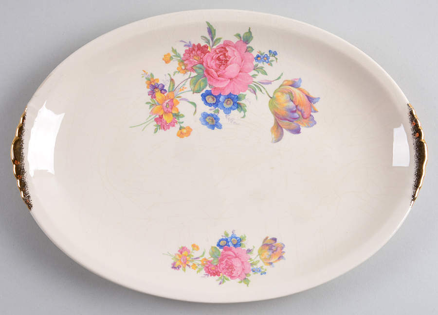 Rosalee 14" Oval Serving Platter by Paden City-1