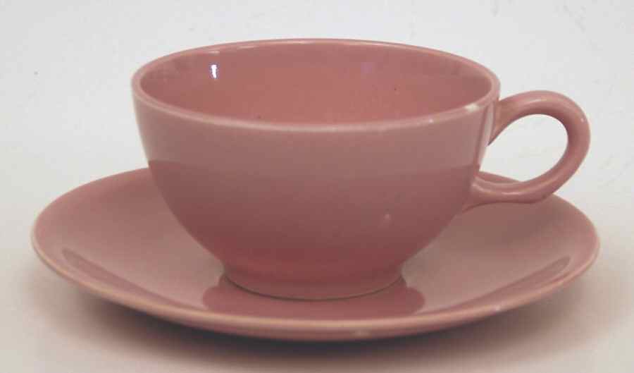 Shenandoah Pastels Pink Flat Cup & Saucer Set by Paden City-1