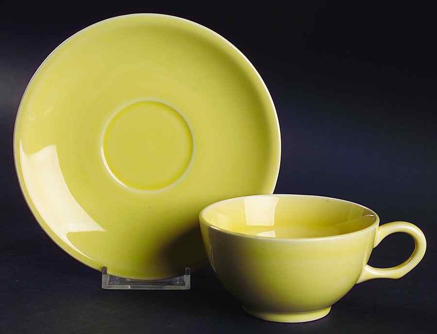 Shenandoah Pastels Yellow Flat Cup & Saucer Set by Paden City-1