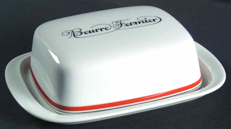 Bistrot Rust Orange Rectangular Covered Butter by Porcelaine d'Auteuil-1