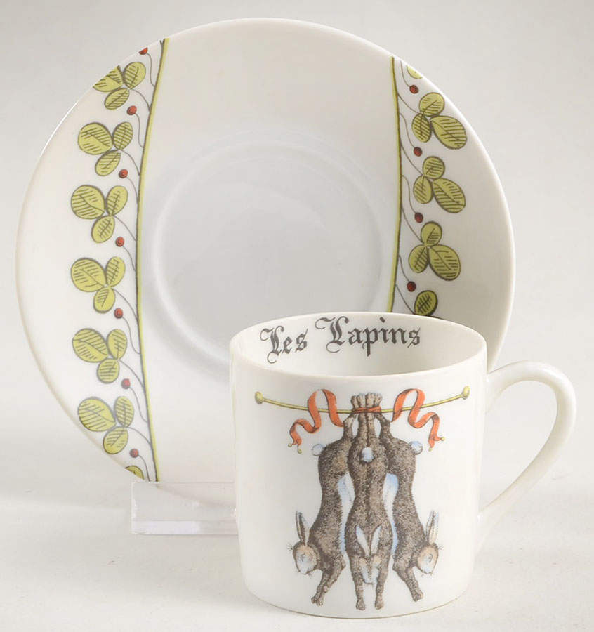 Chambord Flat Demitasse Cup & Saucer Set by Porcelaine d'Auteuil-1