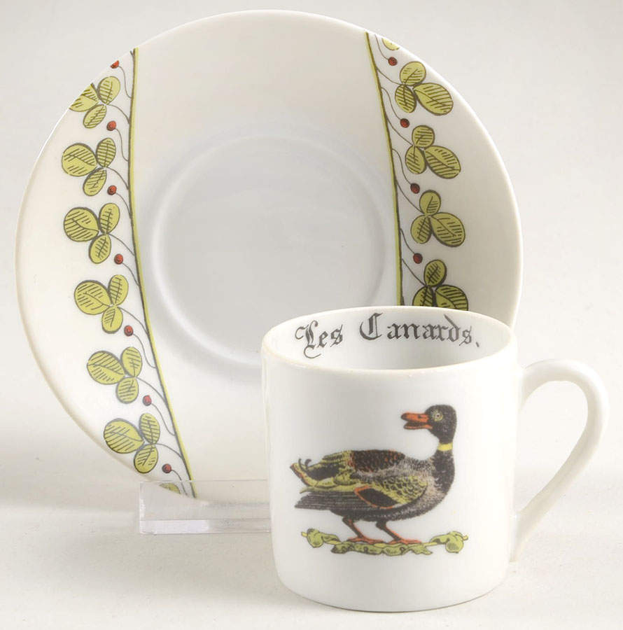 Chambord Flat Demitasse Cup & Saucer Set by Porcelaine d'Auteuil-1
