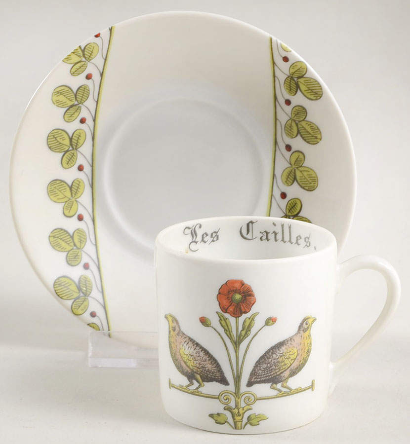 Chambord Flat Demitasse Cup & Saucer Set by Porcelaine d'Auteuil-1
