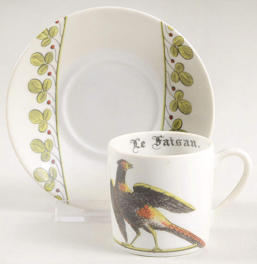 Chambord Flat Demitasse Cup & Saucer Set by Porcelaine d'Auteuil-1