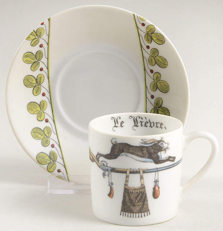 Chambord Flat Demitasse Cup & Saucer Set by Porcelaine d'Auteuil-1