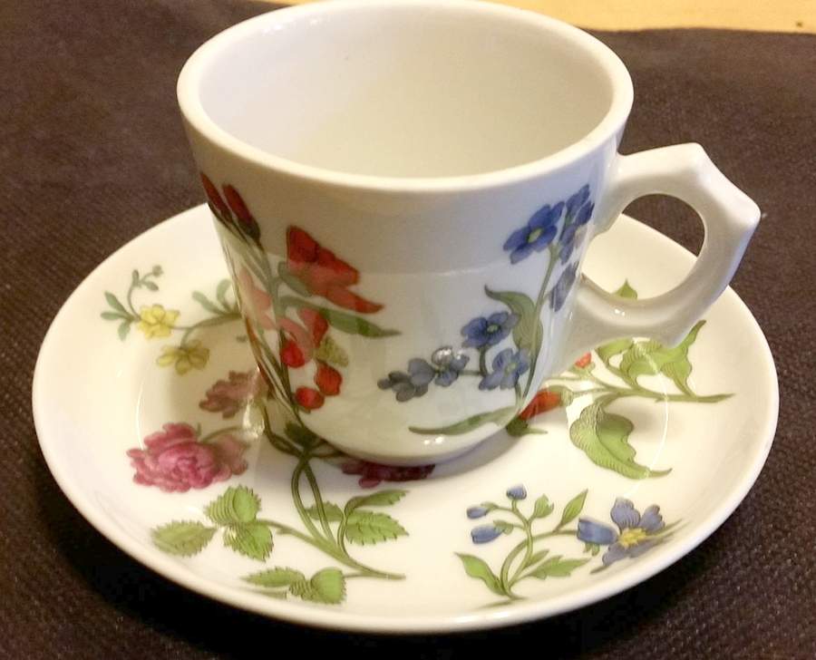 Herbier Flat Demitasse Cup & Saucer Set by Porcelaine De Paris-1