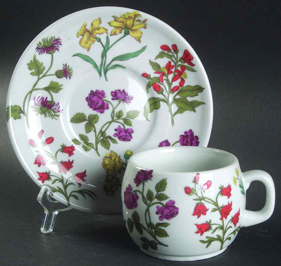 Herbier Flat Cup & Saucer Set by Porcelaine De Paris-1