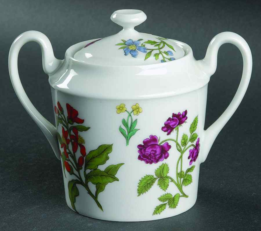 Herbier Sugar Bowl & Lid by Porcelaine De Paris-1