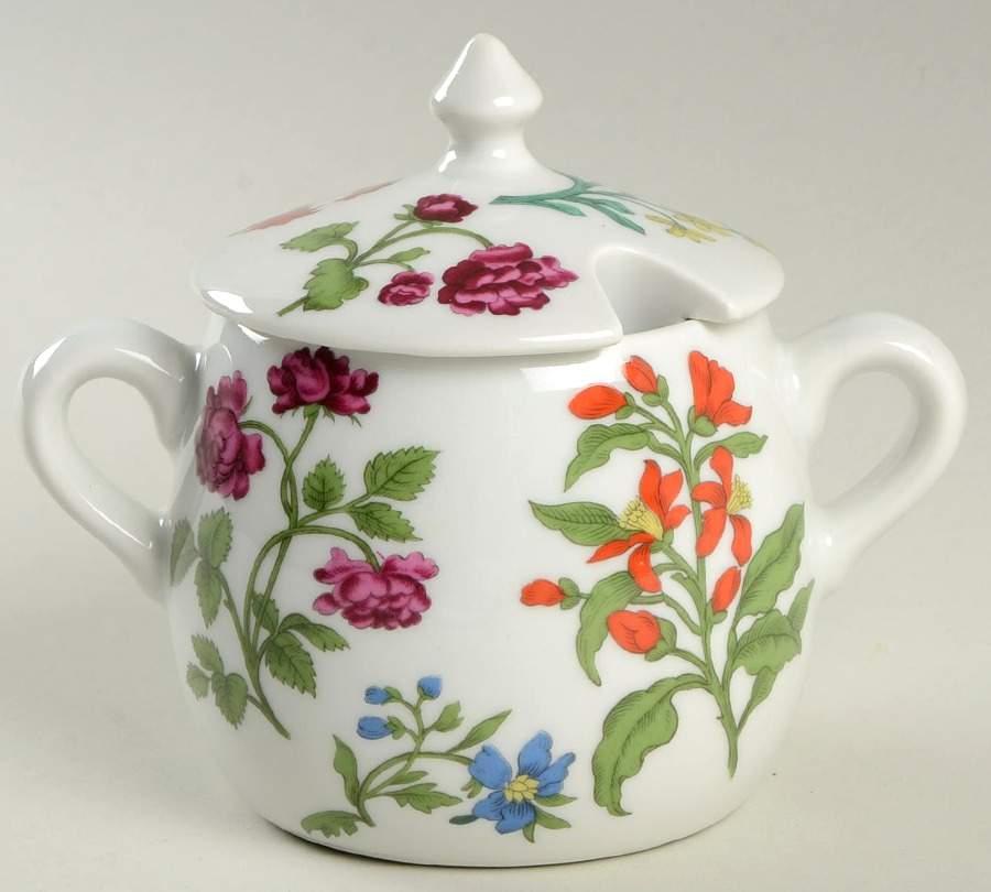 Herbier Sugar Bowl & Lid by Porcelaine De Paris-1
