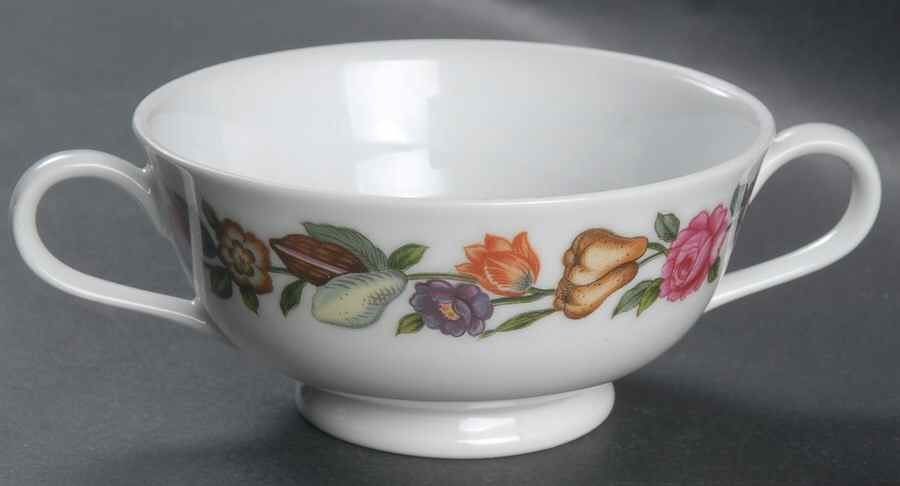Les Quatre Saisons Footed Cream Soup Bowl by Porcelaine De Paris-1