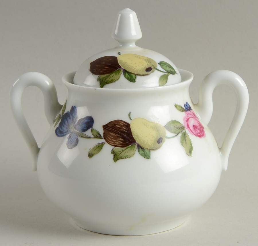 Les Quatre Saisons Sugar Bowl & Lid by Porcelaine De Paris-1