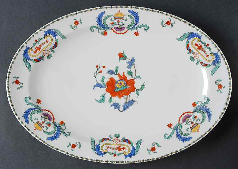 Pavot 13" Oval Serving Platter by Porcelaine De Paris-1