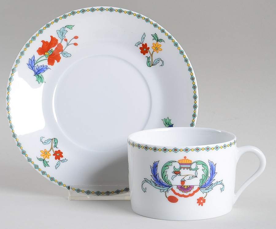 Pavot Flat Cup & Saucer Set by Porcelaine De Paris-1