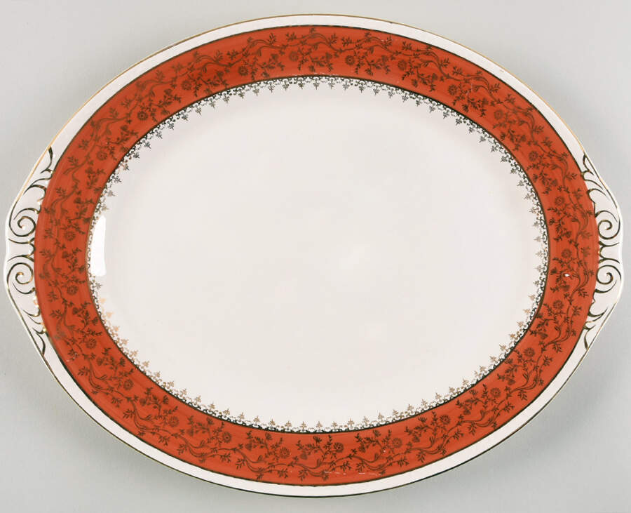 Formal Rust Red 13" Oval Serving Platter by Homer Laughlin -1