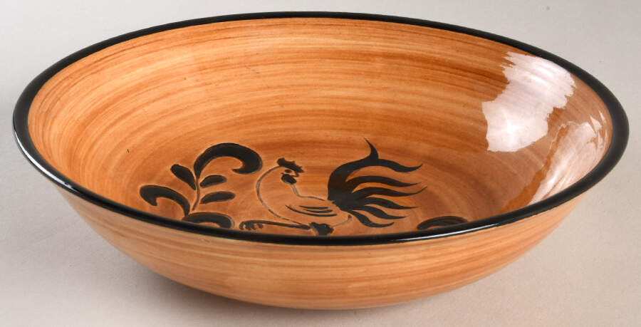Black Rooster 9" Round Vegetable Bowl by Pennsbury-1