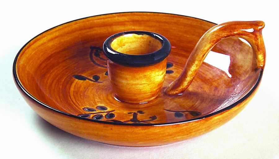 Black Rooster Handled Candleholder by Pennsbury-1