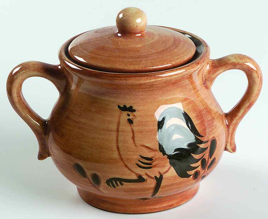 Black Rooster Sugar Bowl & Lid by Pennsbury-1
