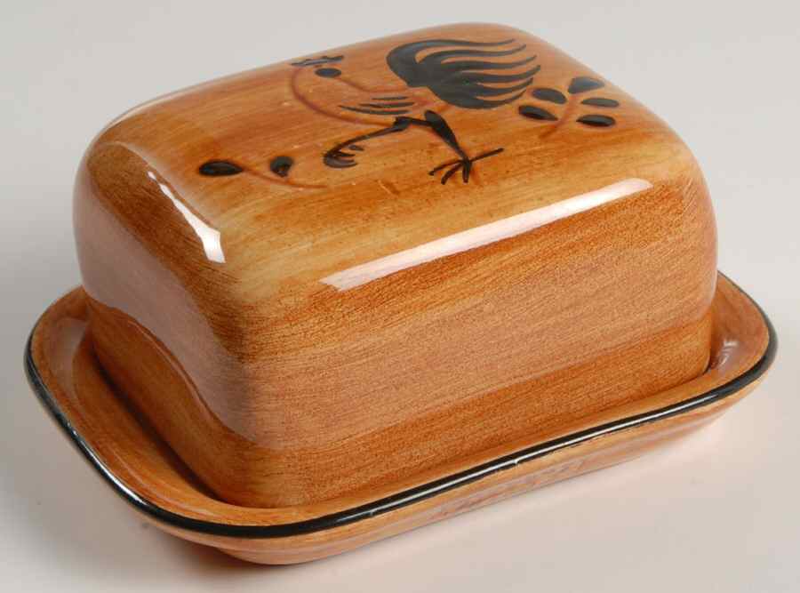 Black Rooster Square Covered Butter by Pennsbury-1