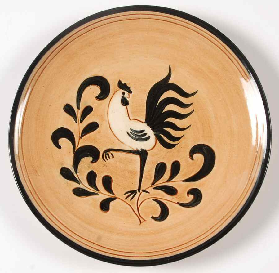 Black Rooster Salad Plate by Pennsbury-1