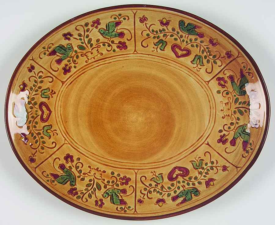 Folk Art 10" Oval Serving Platter by Pennsbury-1