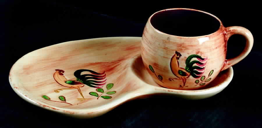 Red Rooster Snack Plate & Cup Set by Pennsbury-1