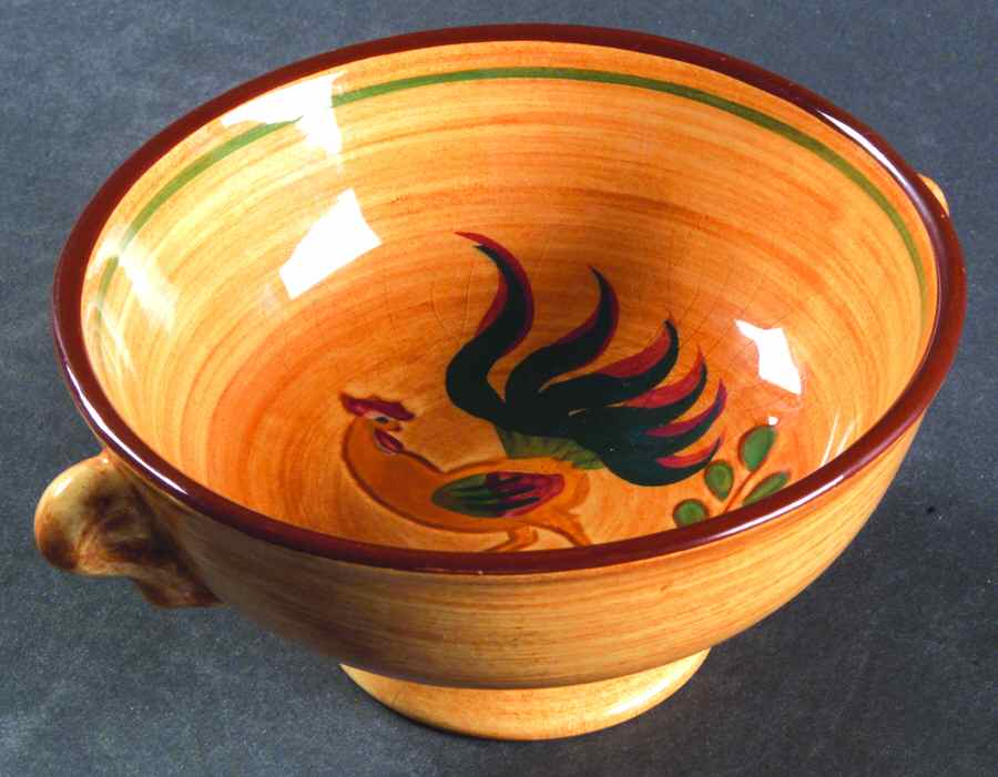 Red Rooster Round Compote (Height X Width) by Pennsbury-1