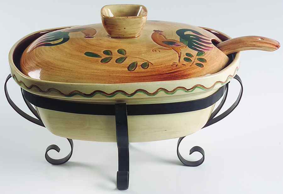 Red Rooster Tureen & Lid w/Ladle by Pennsbury-1