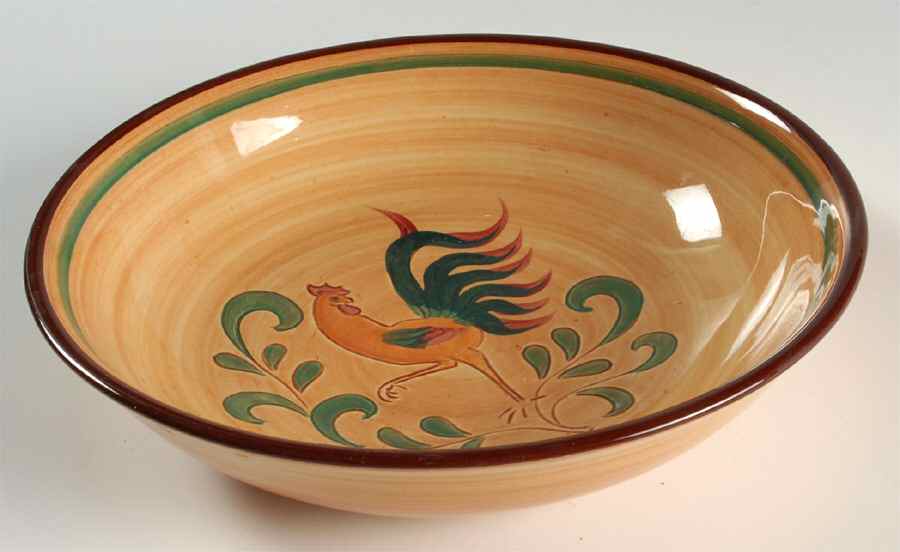 Red Rooster 9" Round Vegetable Bowl by Pennsbury-1