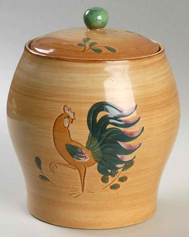 Red Rooster Cookie Jar & Lid by Pennsbury-1