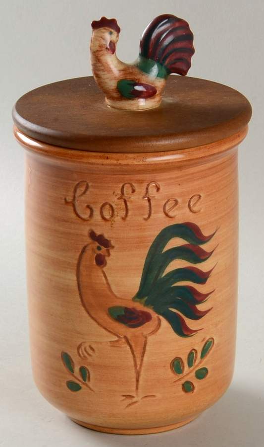 Red Rooster Coffee Canister & Wood Lid by Pennsbury-1