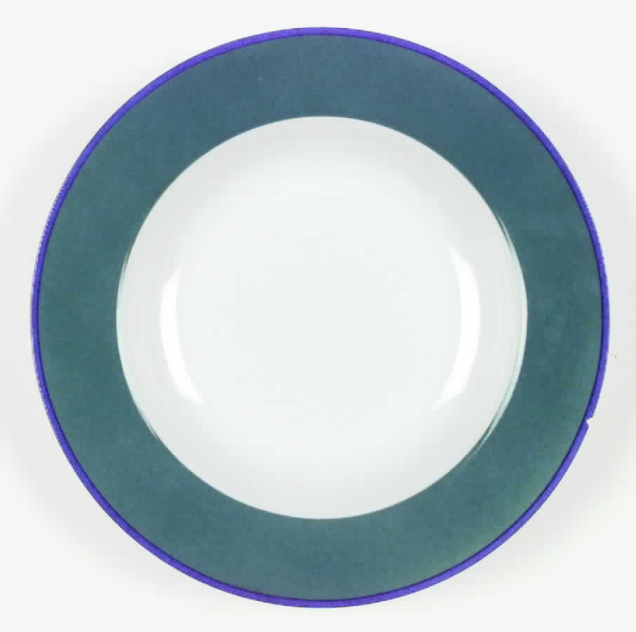 Two Tone (Green Rim) Rim Soup Bowl by Pier 1-1