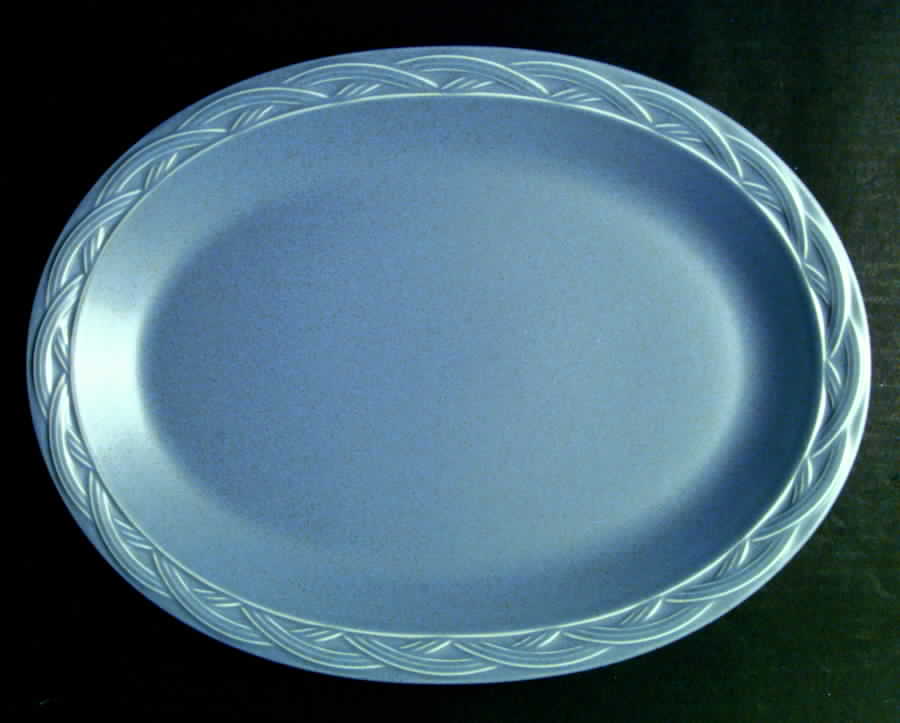 Acadia Bay Blue 12" Oval Serving Platter by Pfaltzgraff-1
