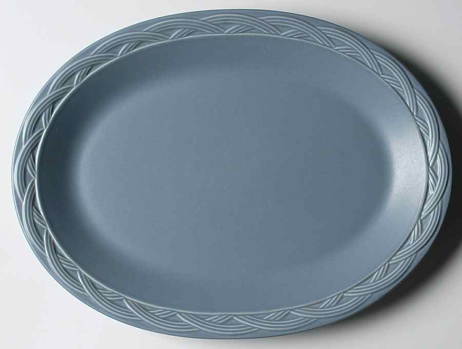 Acadia Bay Blue 14" Oval Serving Platter by Pfaltzgraff-1