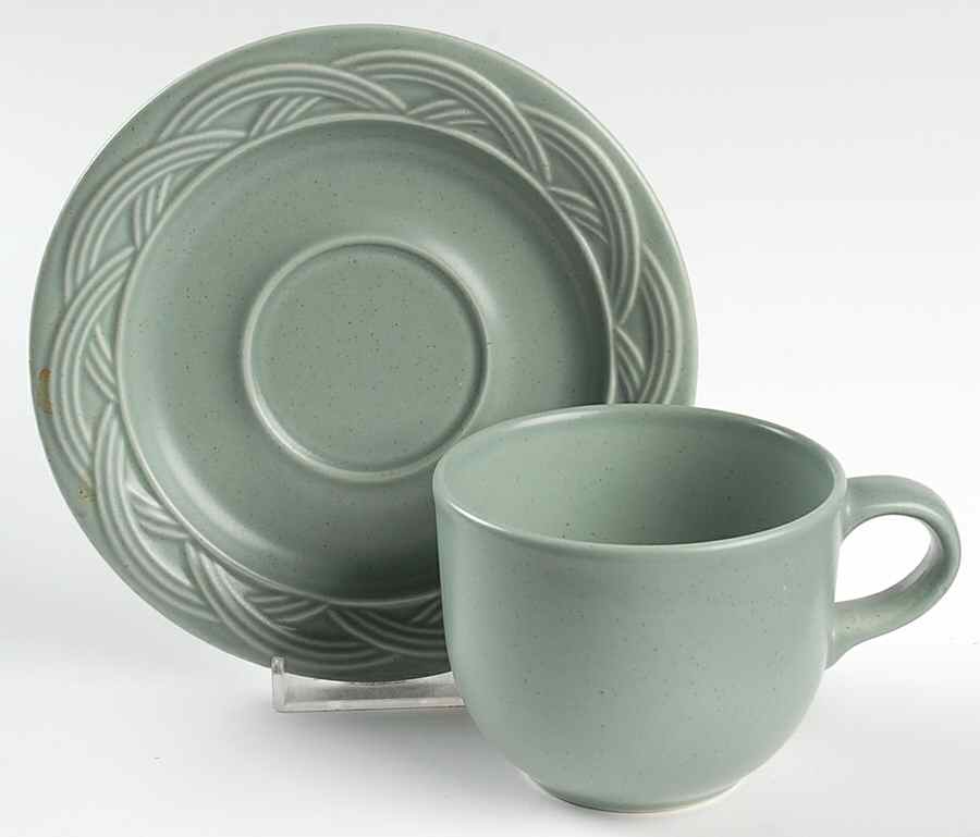 Acadia Cypress Flat Cup & Saucer Set by Pfaltzgraff-1