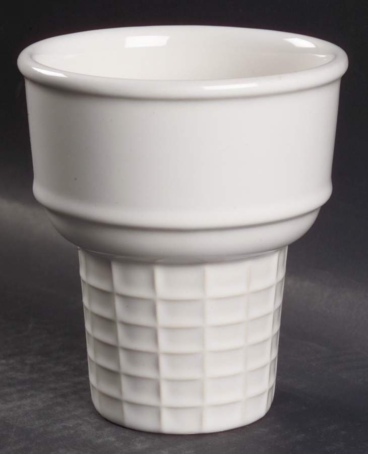 Acadia White Ice Cream Cone Shaped Dish by Pfaltzgraff-1