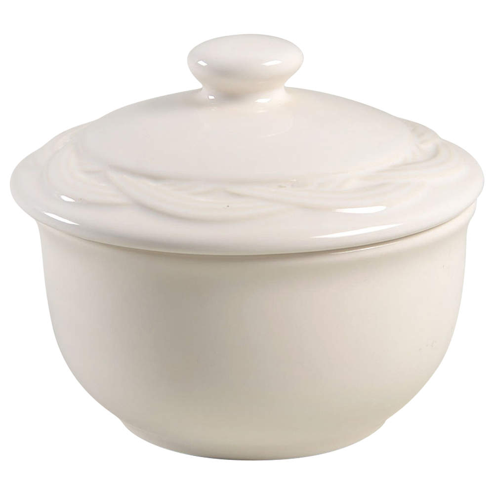 Acadia White Sugar Bowl & Lid by Pfaltzgraff-1
