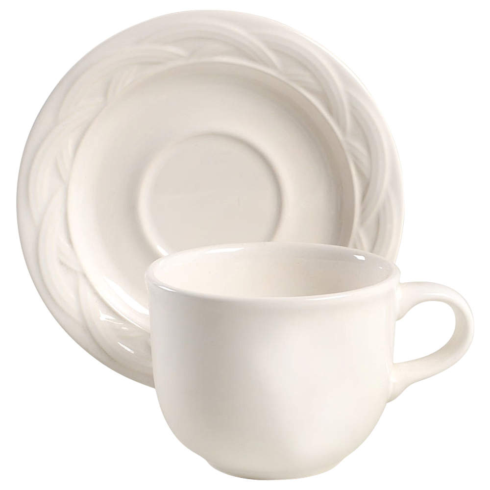 Acadia White Flat Cup & Saucer Set by Pfaltzgraff-1