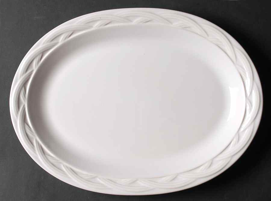 Acadia White 12" Oval Serving Platter by Pfaltzgraff-1
