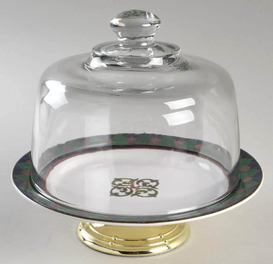 Amalfi Classic 6 1/2"-7 1/2" Footed Cheese Plate w/ Glass Dome HC by Pfaltzgraff-1