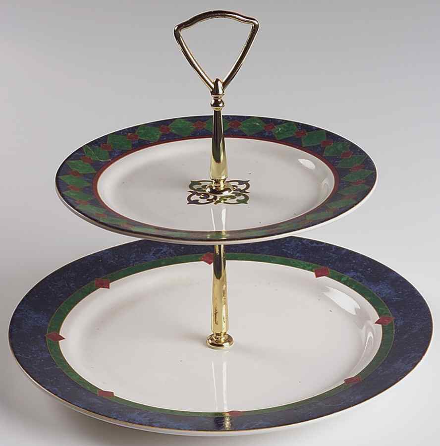 Amalfi Classic 2 Tiered Serving Tray (Dinner & Salad Plate) by Pfaltzgraff-1