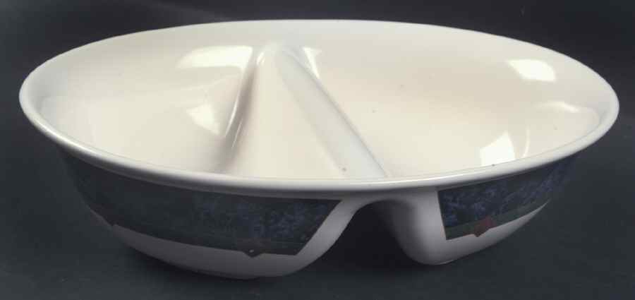 Amalfi Classic 10" Oval Divided Vegetable Bowl by Pfaltzgraff-1
