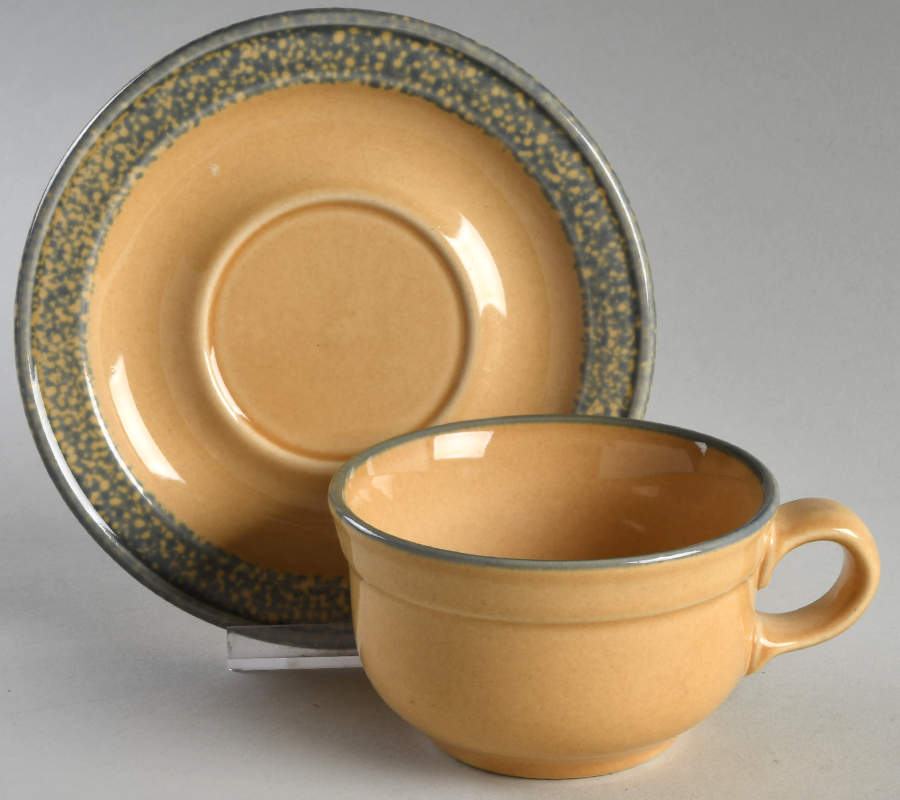 America (Discontinued 1989) Flat Cup & Saucer Set by Pfaltzgraff-1
