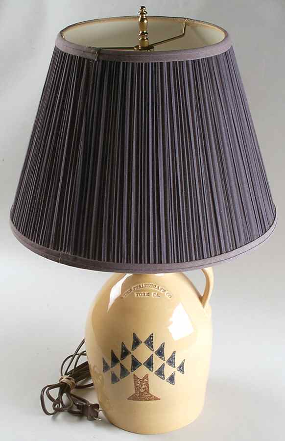 America (Discontinued 1989) Large Jug Table Lamp & Shade by Pfaltzgraff-1